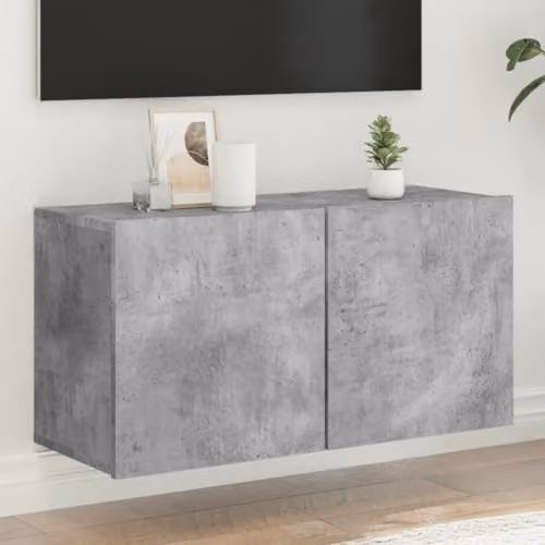 vidaXL Modern Wall-mounted TV Cabinet in Grey, W: 80 cm, D: 30 cm, H: 41 cm – 2
