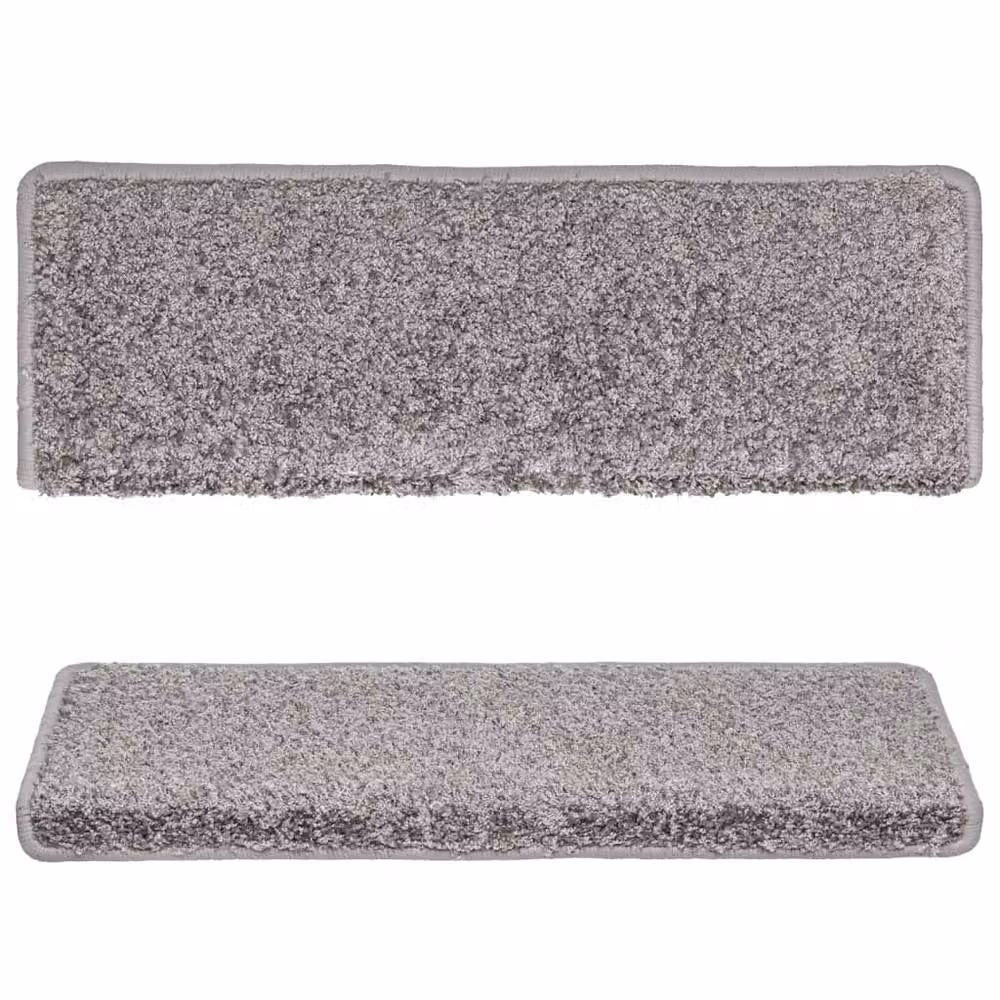 Berkfield Home Self-Adhesive Carpet Stair Treads, 15 Pieces, Grey, W: 65 cm, D: 21 cm, H: 4 cm – 3
