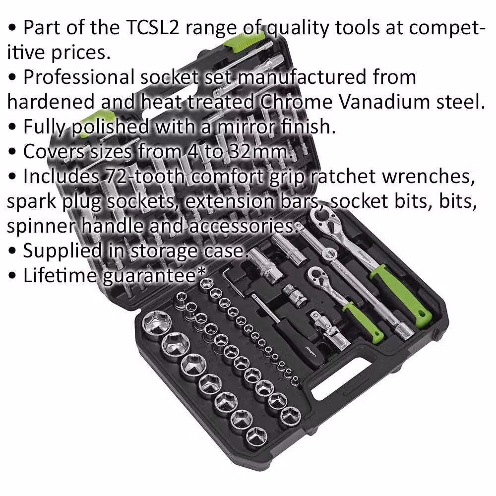 Loops 94pc Premium Socket, Bit and Ratchet Handle Set, 1/4" and 1/2" Drive, 6 Point Metric, Silver and Multicolour – 2