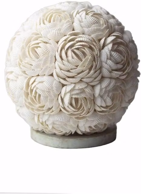 KDMD Boho Sea Shell Tabletop Lamp in White, Diameter: 20 cm