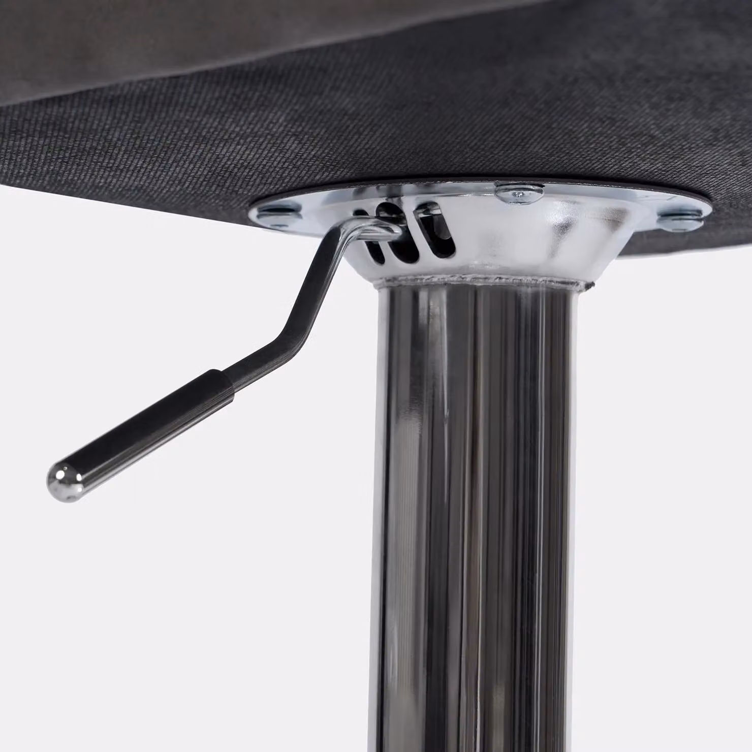 OHS Set of 2 Adjustable Velvet Swivel Bar Stools in Light Grey – 2