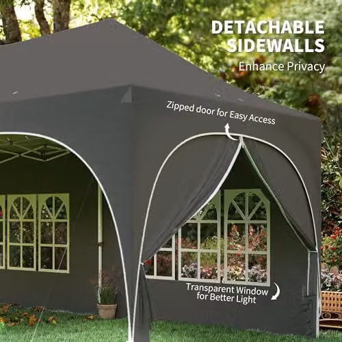 Outsunny Pop Up Gazebo with Gable and Windows, Dark Grey, W: 300 cm, D: 315 cm, H: 300 cm – 5