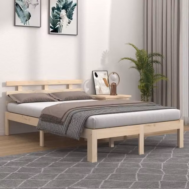 Berkfield Home Solid Wood Pine Bed Frame, Brown, W/D/H: 200 x 200 cm