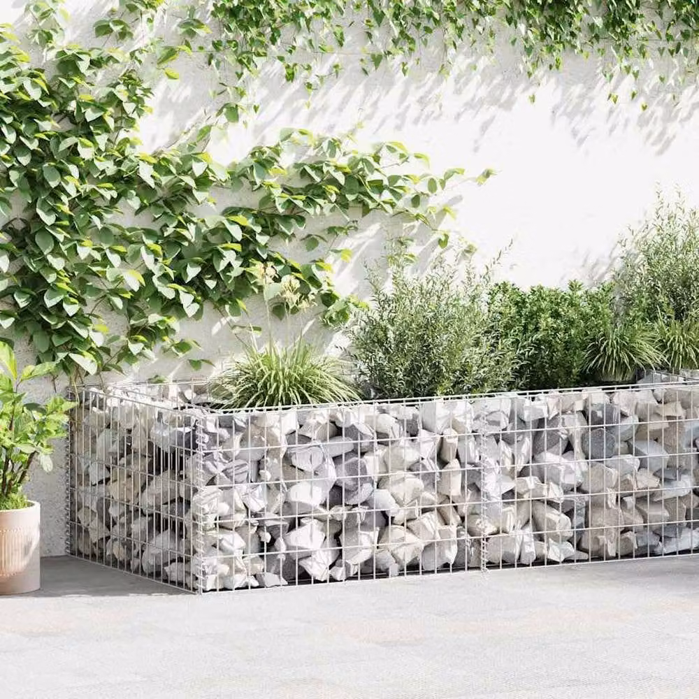 Berkfield Home Silver Galvanised Steel Gabion Planter Raised Bed W/D/H: 180 x 90 x 50 cm – 2