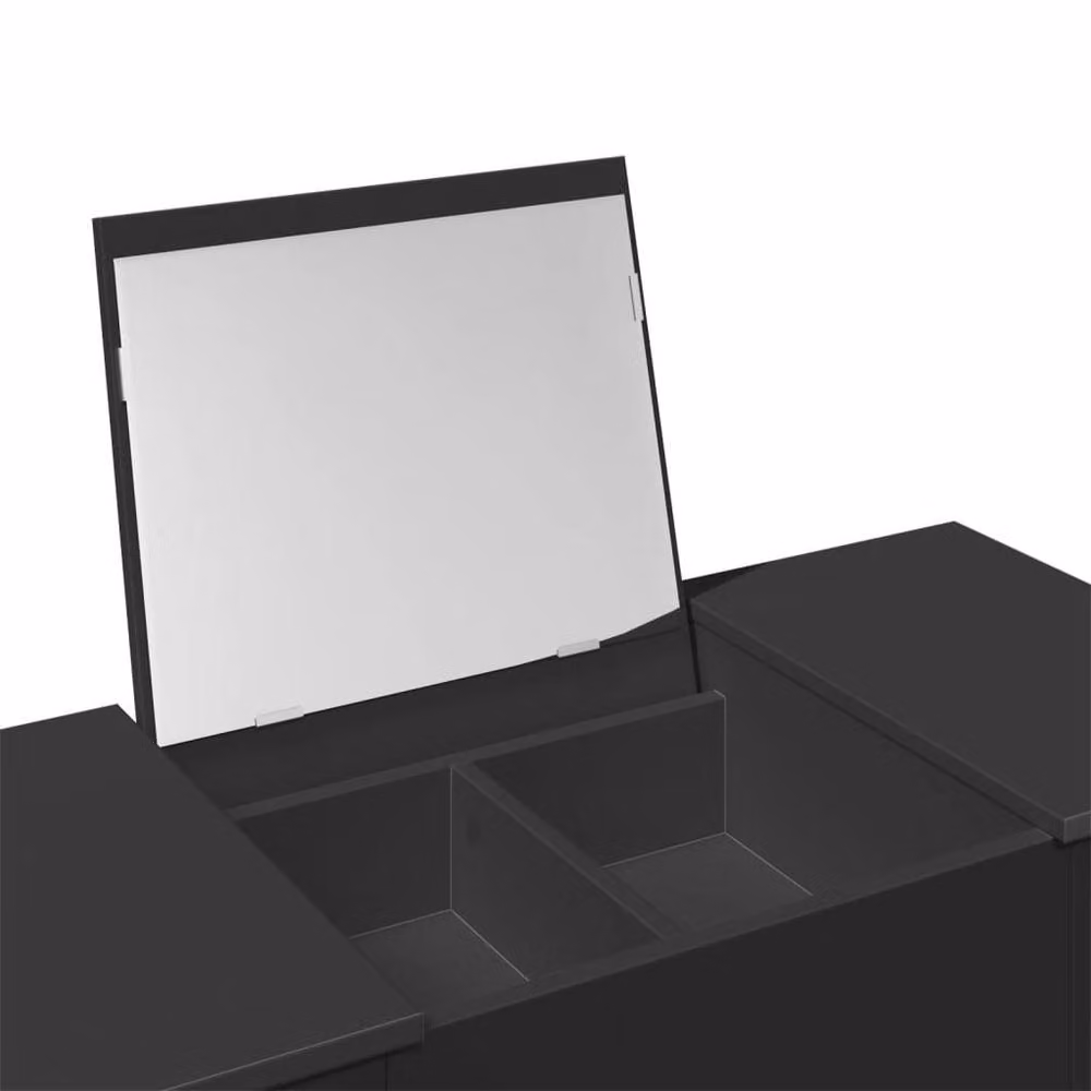Berkfield Home Modern Dressing Table with Mirror in Black, W: 100 cm, D: 45 cm, H: 76 cm – 4