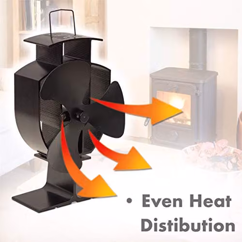 Prem-i-air Whisper Quiet Heat Powered Log and Wood Burner Stove Fan with 3 Blades, Black, W/D/H: 22.5 x 15.0 x 9.5 cm – 4