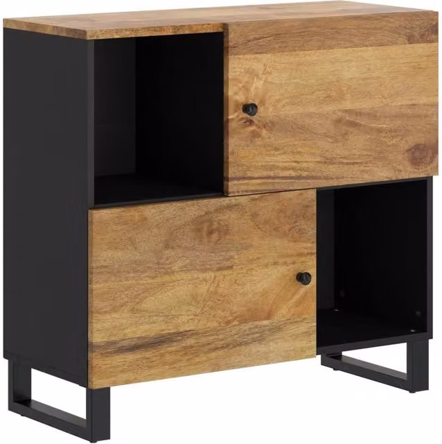 Berkfield Home Solid Mango Wood Sideboard with 2 Doors in Brown, W/D/H: 80 x 33 x 75 cm – 1