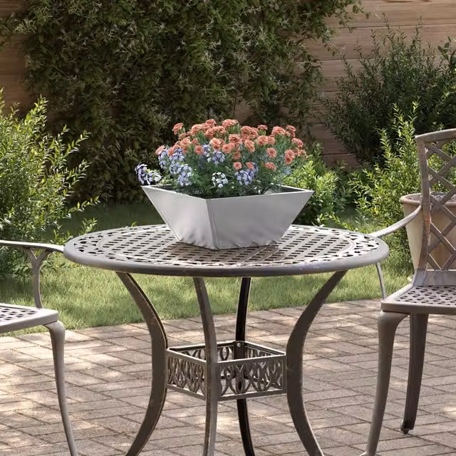 Berkfield Stainless Steel Garden Bowl Planter Set in Silver, 5 Pieces, W/D/H: 35 x 35 x 15 cm