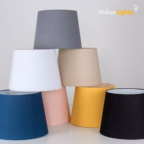 MiniSun Modern Tapered Cone Light Shade in Grey Fabric, Shade Width: 45.5 cm – 3