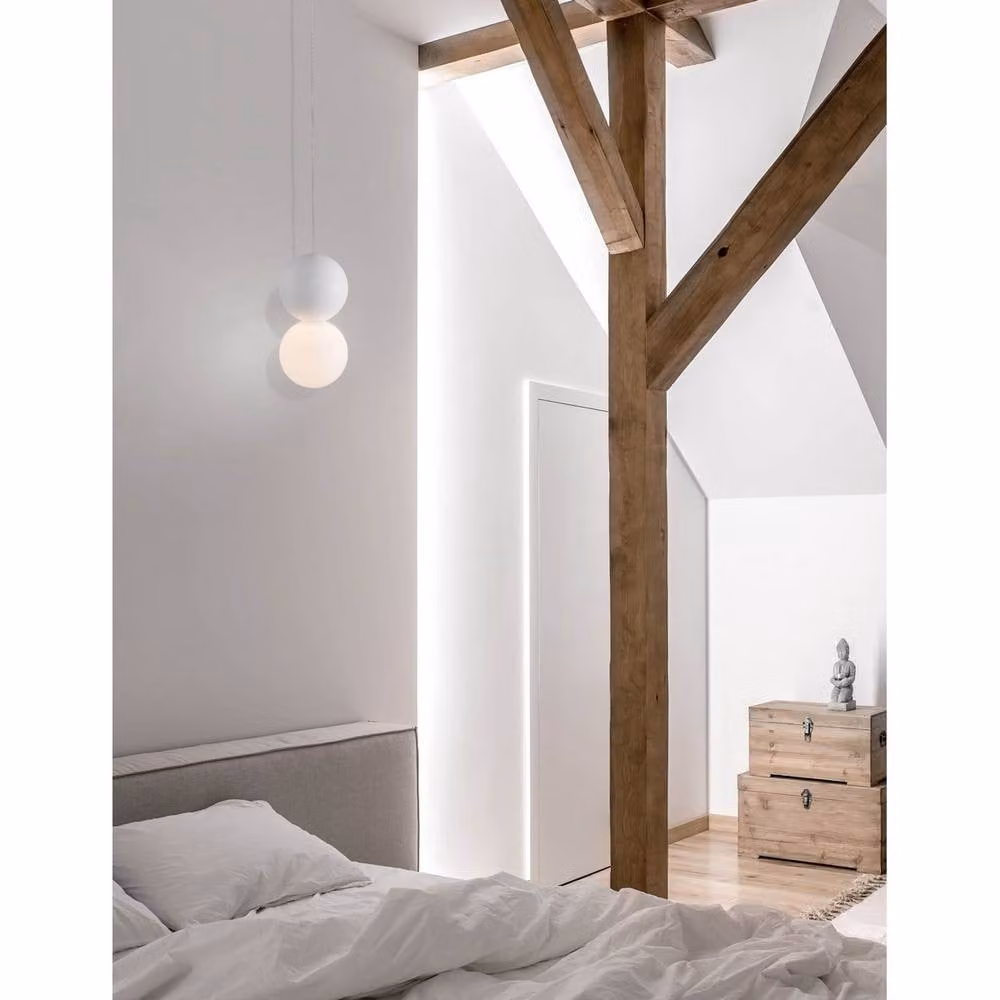 Nova Luce Zero Globe Pendant Light in White with Opal Glass and Aluminium – 2