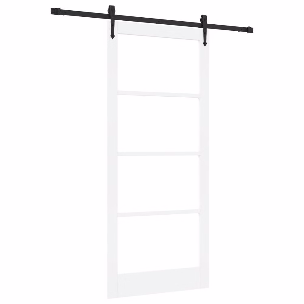 Berkfield Home Modern White Lacquered Solid Wood Pine Sliding Door with Hardware Set W: 93 cm, H: 211 cm – 2