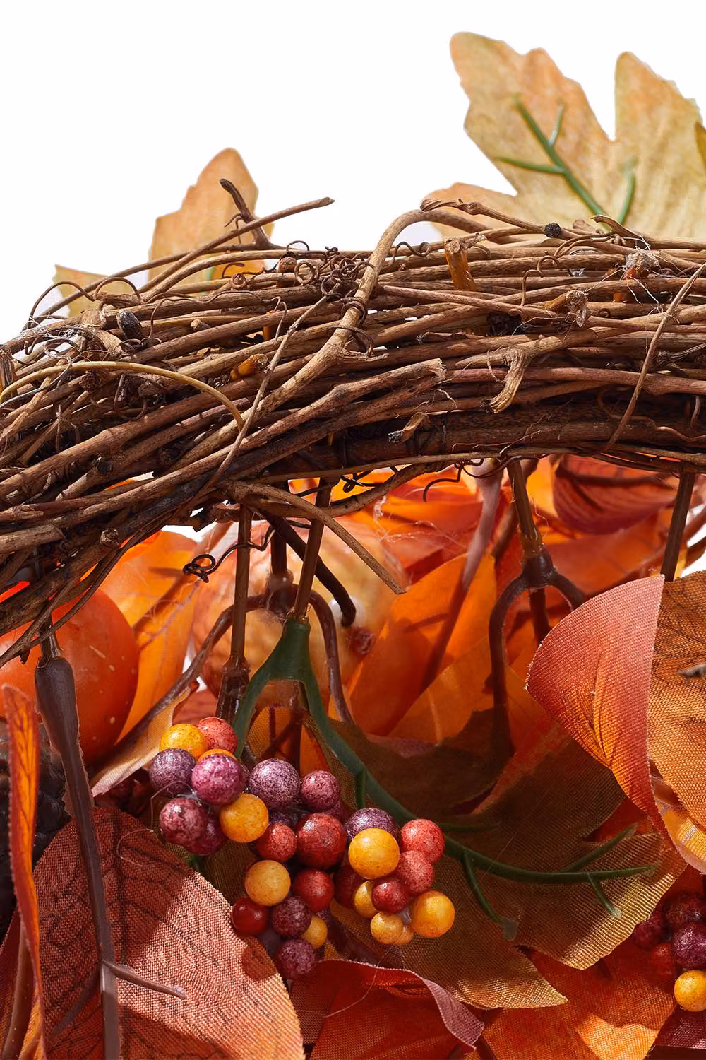 Garden Sanctuary Orange Artificial Maple Leaf and Berry Halloween Wreath – 4