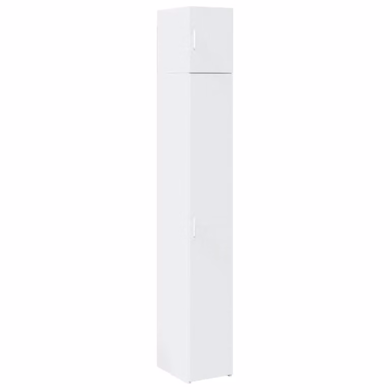 Berkfield Home Slim Freestanding Storage Cabinet in White, W/D/H: 30 x 22.5 x 225 cm