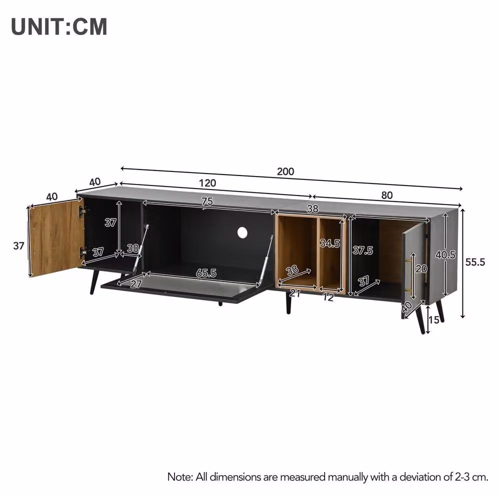 STILVORA TV Stand with Storage and Glass Door in Matt Grey – 3