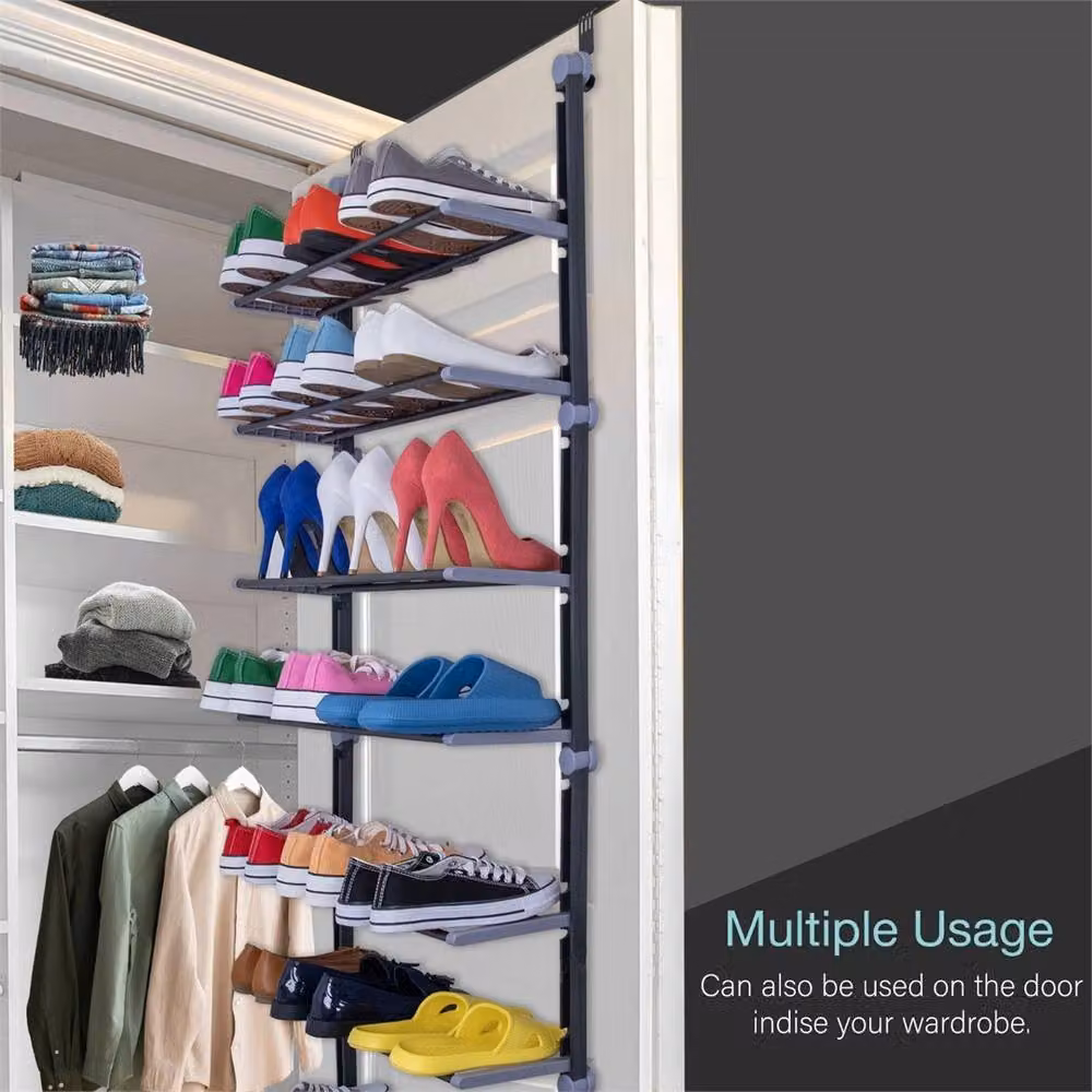 Nordara 6 Tier Foldable Non-Slip Metal Hanging Shoe Organiser, Black, W: 100 cm x H: 100 cm – 3