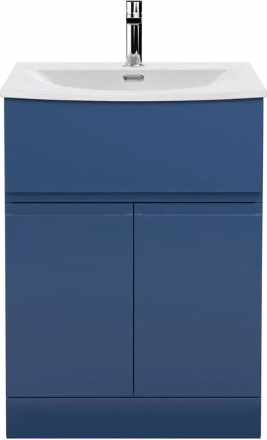 Balterley Mavesyn 2 Door 1 Drawer Freestanding Vanity Basin Unit, Blue, Width: 60 cm – 1