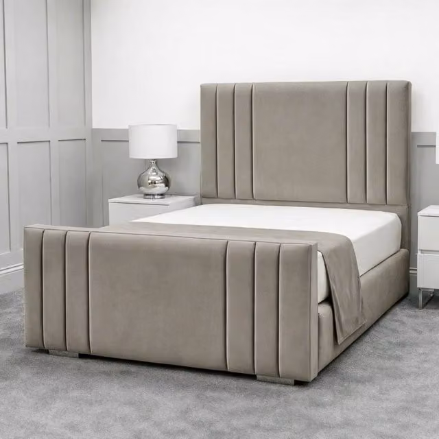 Living Comfort Bedz Canberra Upholstered Gas Lift Storage Bed in Light Grey, W/D: 90 x 190 cm