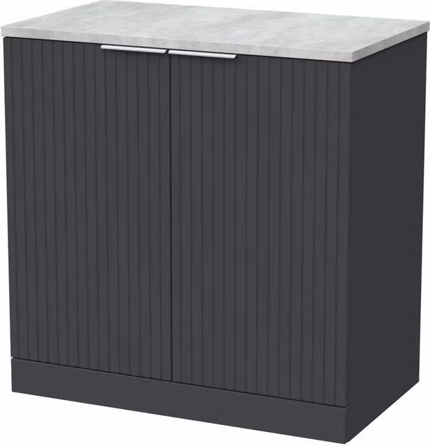 Balterley Callingwood 2 Door Bathroom Vanity and Bellato Top in Dark Grey, Width: 80 cm