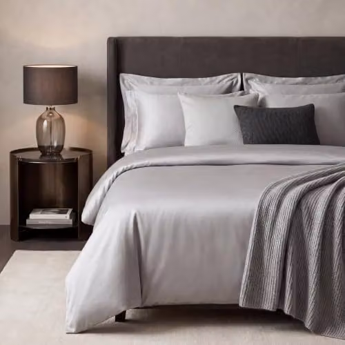 Bedable Cotton Sateen Pillowcase Pair, Grey, W/D/H: 50 x 75 cm