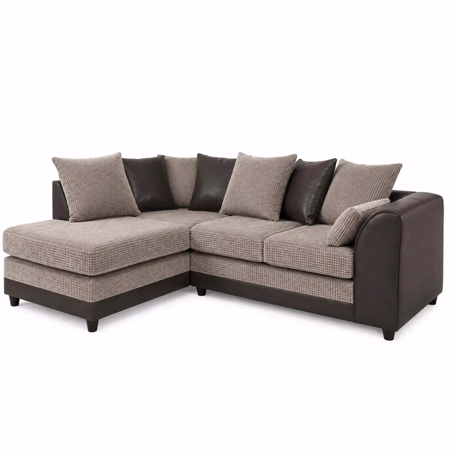 Furnishings For Less UK Luca 3-4 Seater L Shaped Corner Sofa in Black and Grey with Fabric and Synthetic Leather Trim, Left Hand Facing – 2