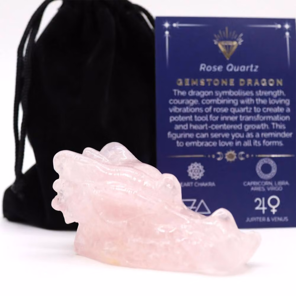KDMD Rose Quartz Large Dragon Head Stone Sculpture in Pink – 2