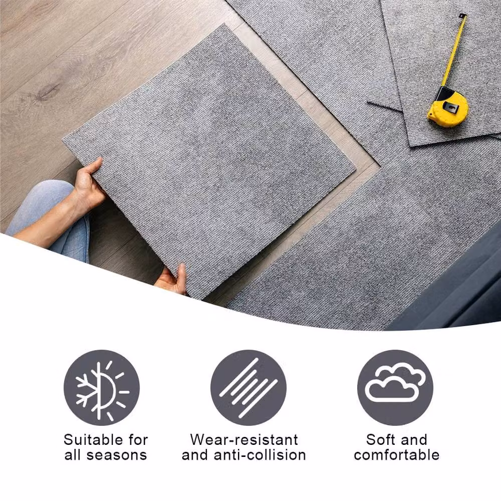 NESTLUNE Grey Polyester Carpet Tiles, 20 Pieces, W/D: 50 x 50 cm – 4