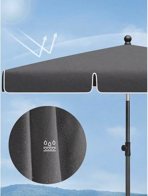SONGMICS Rectangular Balcony Parasol in Grey with UPF 50 Protection and Steel Frame