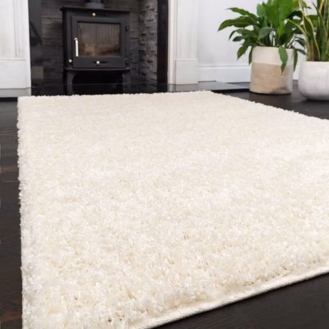 Kukoon Cream Soft Value Shaggy Living Area Rug, W: 180 cm, D: 270 cm – 1