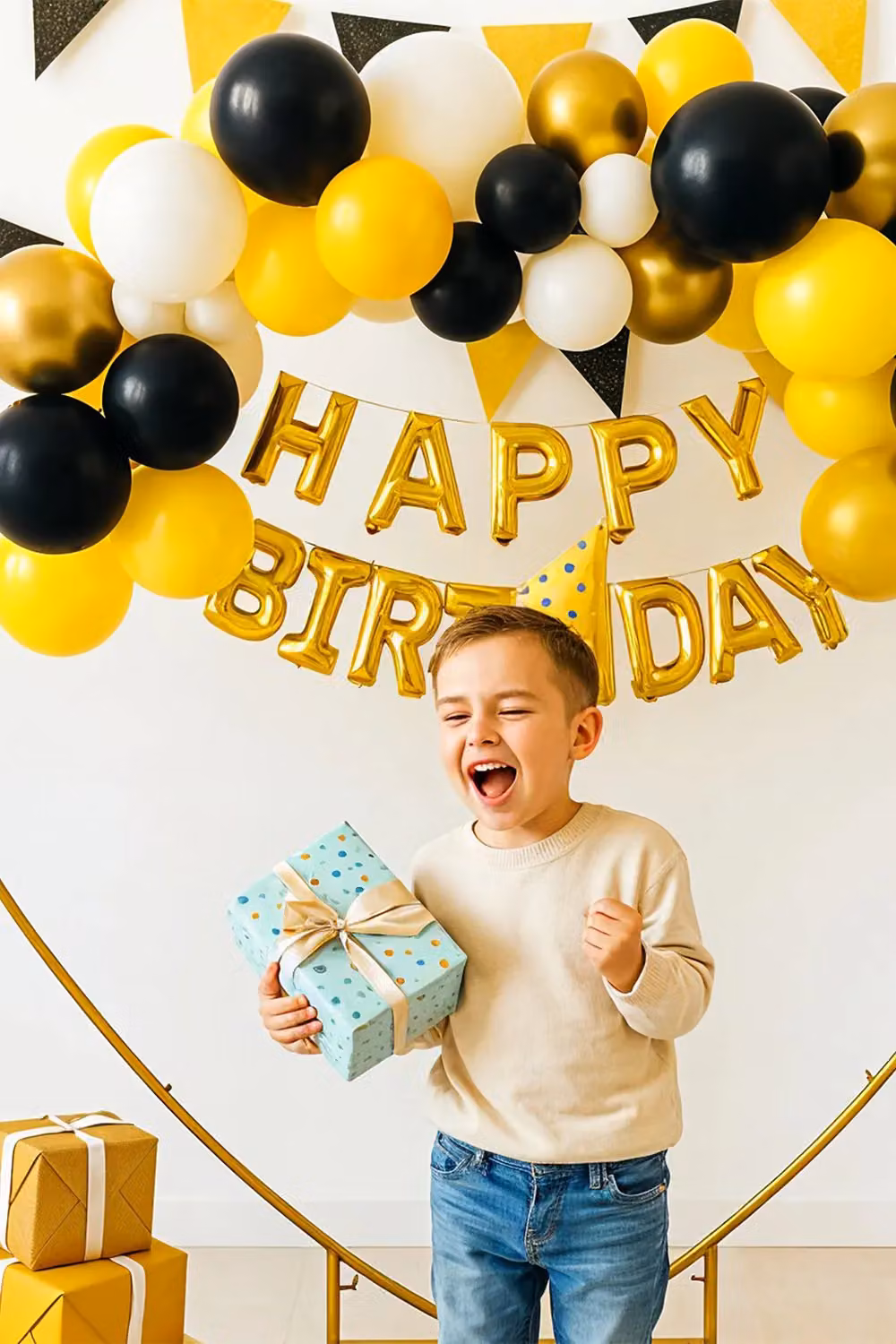 Neel Blue Heart Balloon Arch Stand Gold Metal Party Decoration Frame – 2