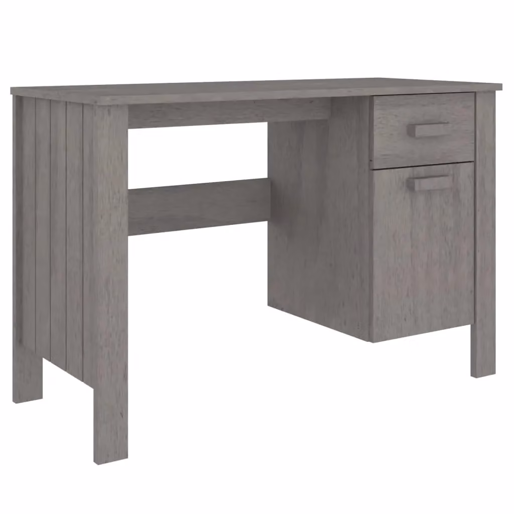 Berkfield Home HAMAR Writing Desk in Light Grey Solid Pine, W/D/H: 113 x 50 x 75 cm – 2