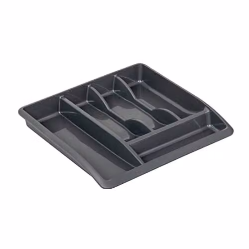 Addis Plastic Drawer Organiser with Divider, Silver/Grey, W: 40 cm, D: 38.5 cm, H: 6 cm