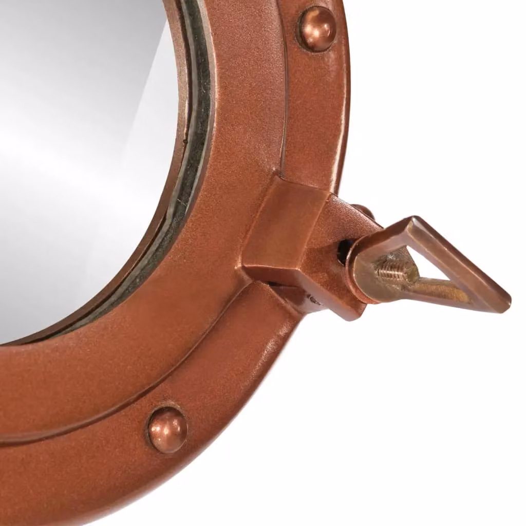 Berkfield Home vidaXL Porthole Wall Hanging Mirror in Brown, Diameter: 30 cm – 4