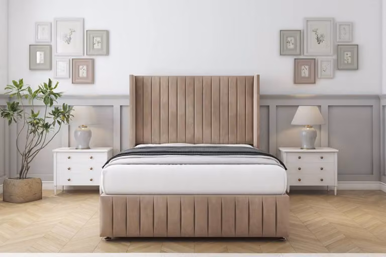 Sloomy Marlborough Naples Divan Set in Light Brown, Single, W/D/H: 90 x 190 cm