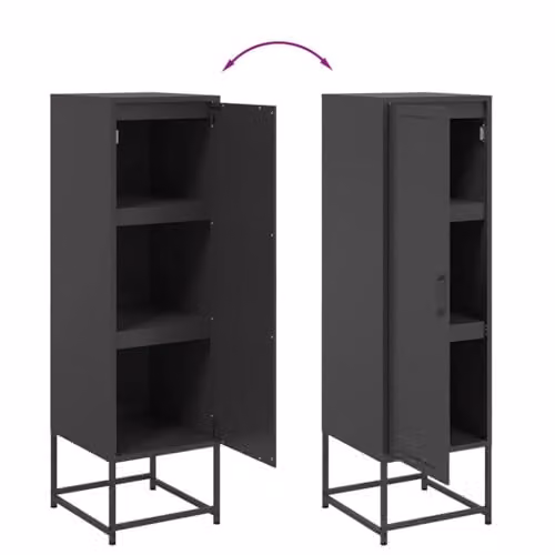 vidaXL Modern Black Steel Highboard with Hinged Doors, W/D/H: 36 x 39 x 123 cm – 4
