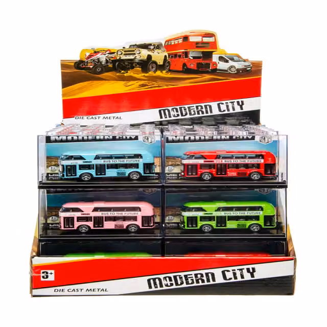 LG-Imports White Diecast Metal Double-Decker Bus Vehicle Model