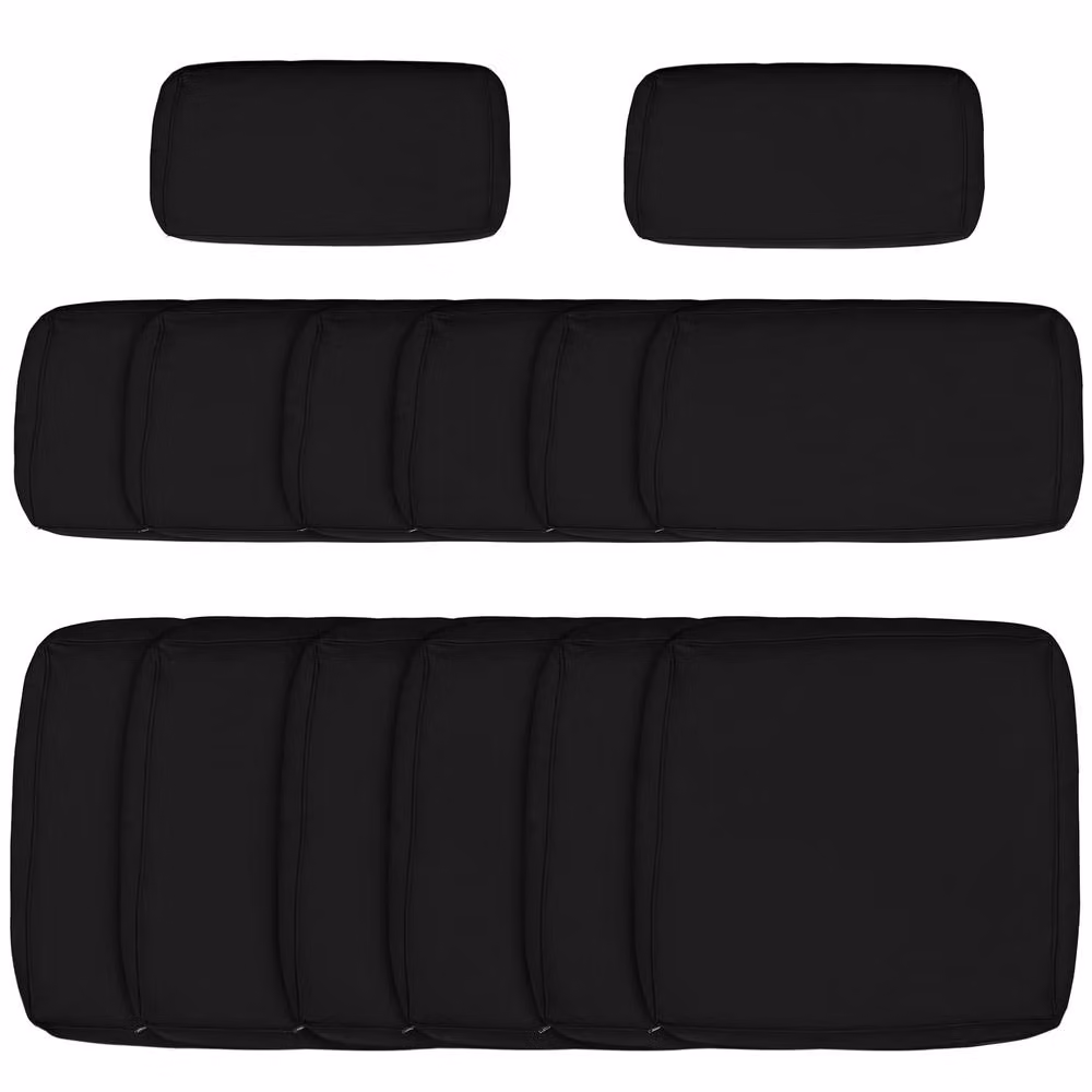 OUTSUNNY Black Polyester Replacement Cover for Garden Rattan Sofa Set – 2