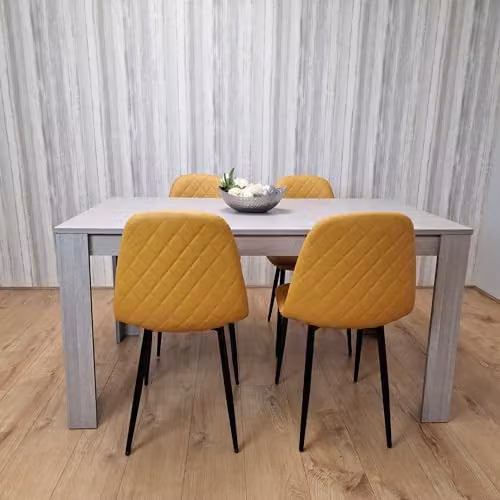 KOSY KOALA Grey Rectangular Dining Table and 4 Mustard Chairs Set