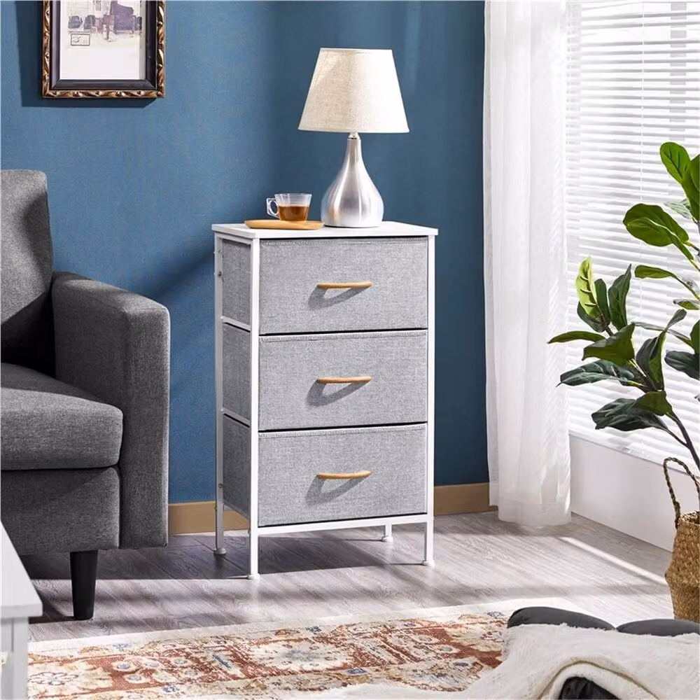 SPETLEK 3-Drawer Chest of Drawers Storage Cabinet with Metal Frame in Grey – 2