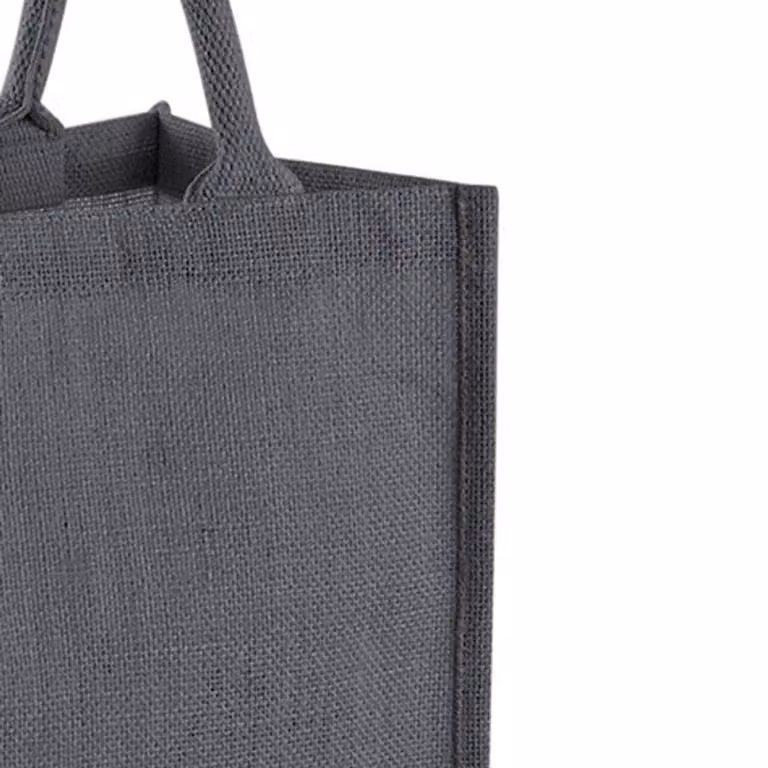 Westford Mill Jute Mini Tote Shopping Bag in Blue and Grey, 14 Litres