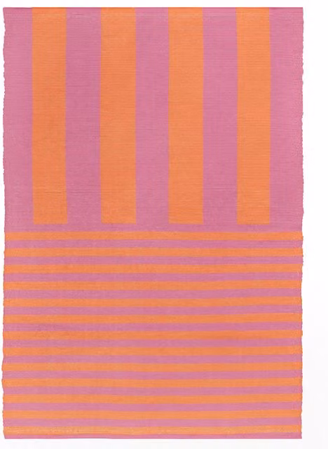 Make It A Home Deck Stripe Printed Outdoor Rug in Orange and Pink