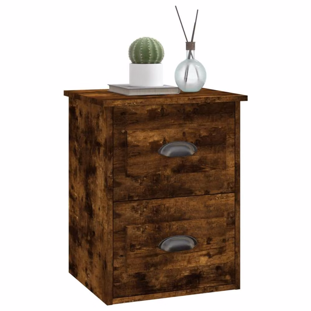 Berkfield Home Set of 2 Wall-mounted Bedside Cabinets in Smoked Oak Brown, W/D/H: 41.5 x 36 x 53 cm – 3