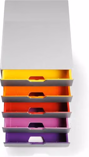 VARICOLOR 5 Drawer Document Box and A4 Paper Storage Organiser in Grey and Multicolour – 4