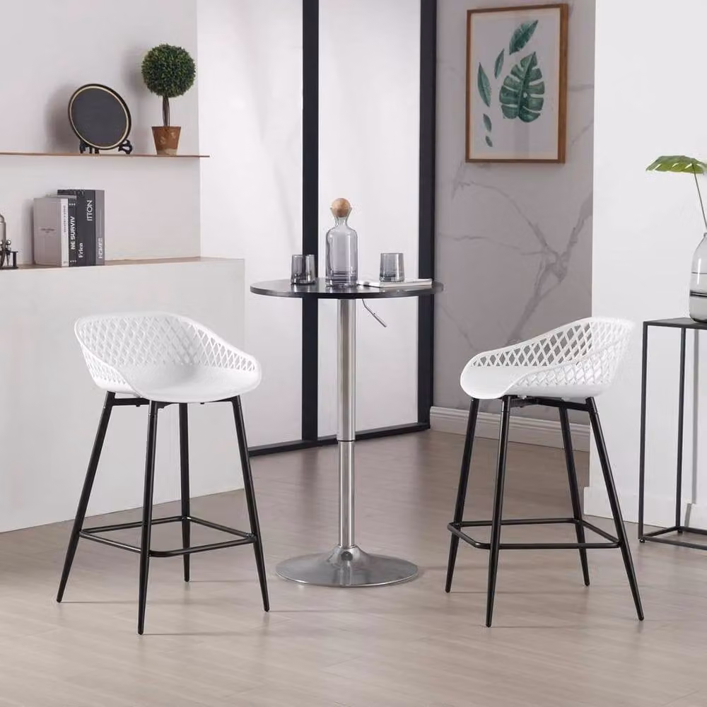 FORGEVIO Set of 2 Modern White Bar Stools for Kitchen and Breakfast Bars – 2