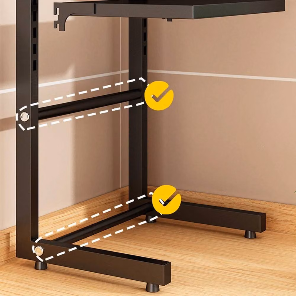 Ventryn Black Metal Air Fryer Storage Rack with Adjustable Shelves for Kitchen Countertops – 3