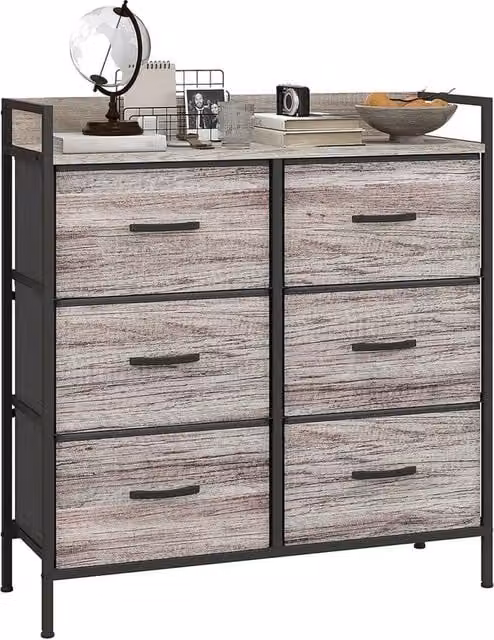 EONLION Grey 6 Drawer Bedroom Chest of Drawers