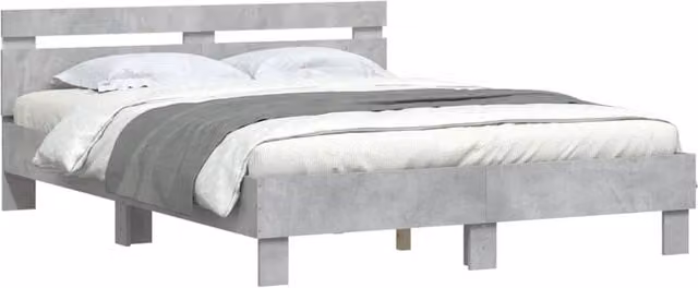 Berkfield Home Durable King Size Bed Frame with LED Under-Bed Lighting in Concrete Grey, W/D/H: 150 x 200 x 70 cm – 1