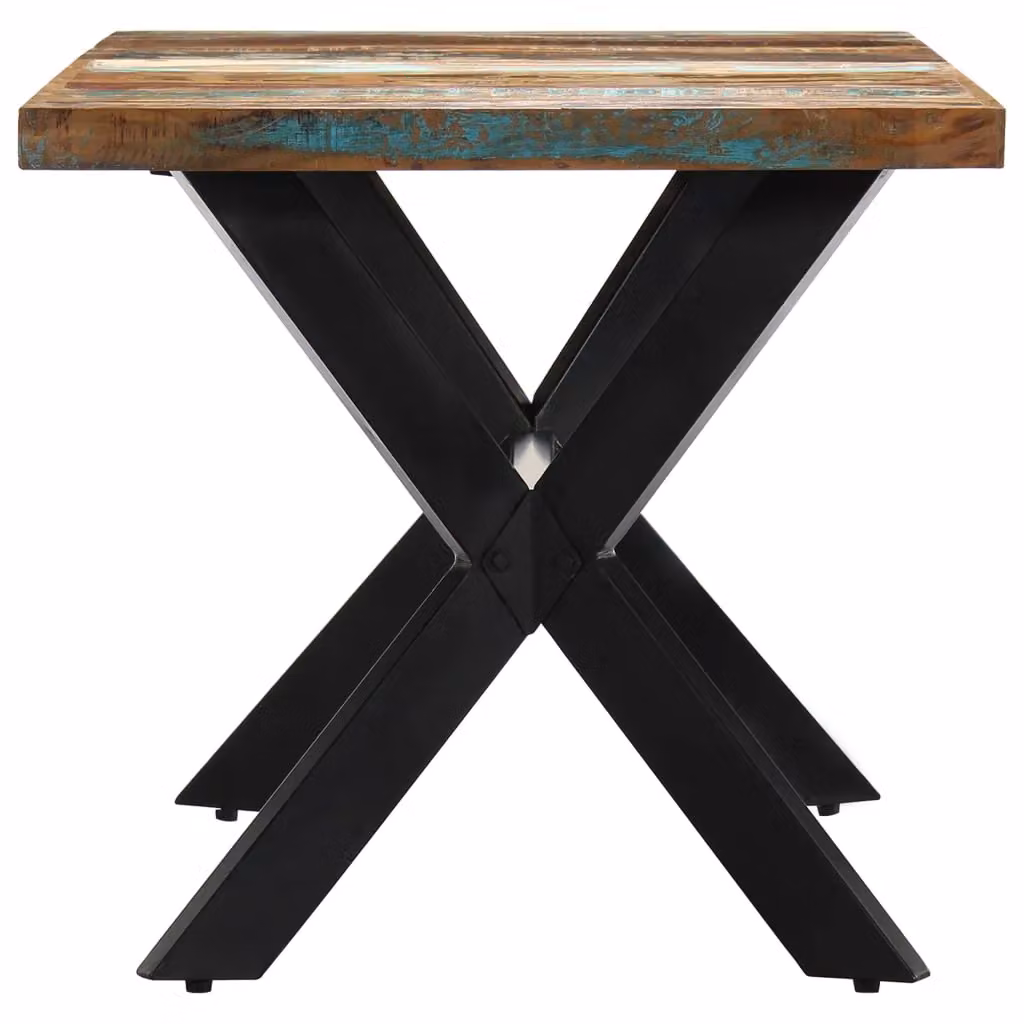 Berkfield Home Industrial Rectangular Dining Table in Multicolour Solid Reclaimed Wood, W/D/H: 140 x 70 x 75 cm – 3