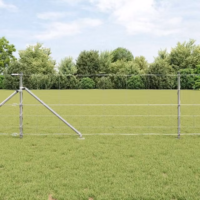 Berkfield Home Field Fence Galvanised Steel in Silver/Grey, H: 0.8 m x W: 50 m – 1