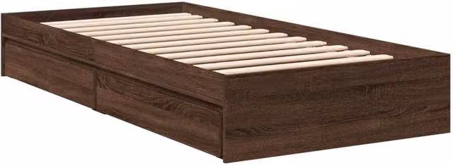 Berkfield Home Modern Small Single Bed Frame with Drawers, Brown Oak
