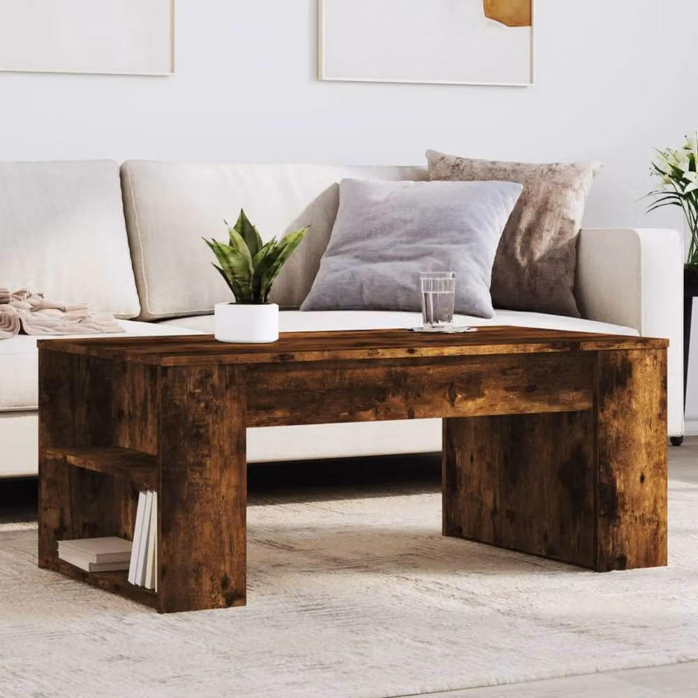 Berkfield Home Decorative Coffee Table in Smoked Oak Brown, W/D/H: 102 x 55 x 42 cm – 1
